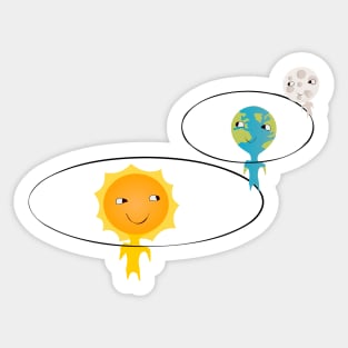 Sun, earth and moon Sticker